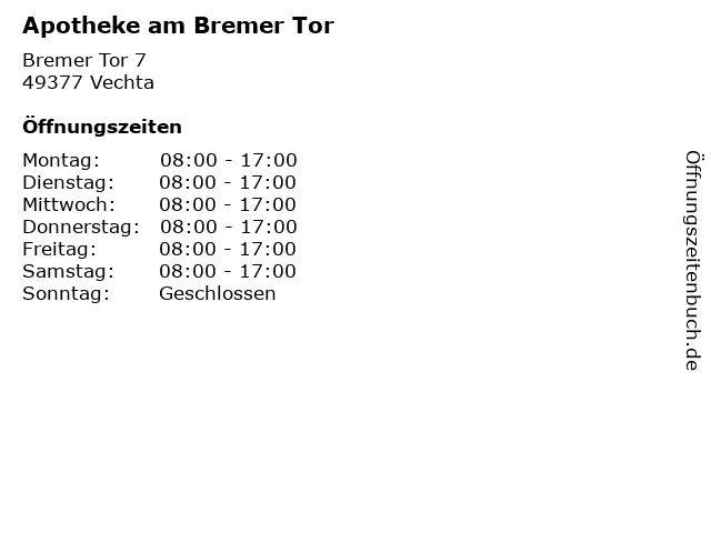 Apotheke am Bremer Tor in Vechta: Adresse und Öffnungszeiten