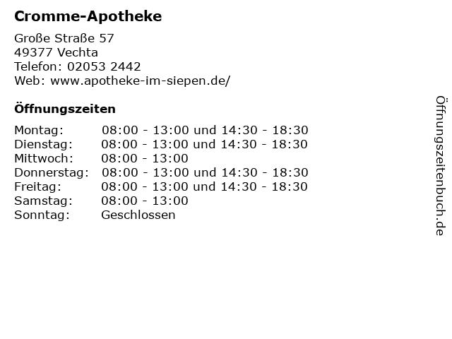 Cromme-Apotheke in Vechta: Adresse und Öffnungszeiten