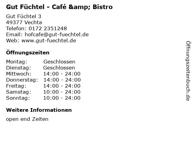 Gut Füchtel - Café & Bistro in Vechta: Adresse und Öffnungszeiten
