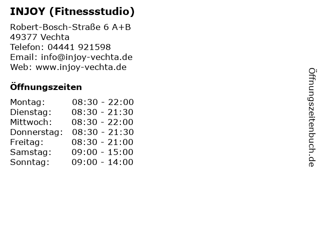 INJOY (Fitnessstudio) in Vechta: Adresse und Öffnungszeiten