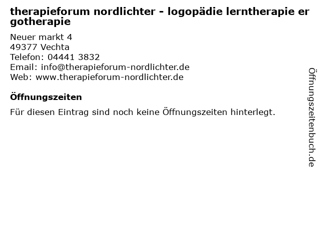 therapieforum nordlichter - logopädie lerntherapie ergotherapie in Vechta: Adresse und Öffnungszeiten