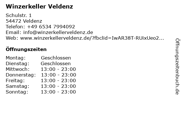 Winzerkeller Veldenz in Veldenz: Adresse und Öffnungszeiten