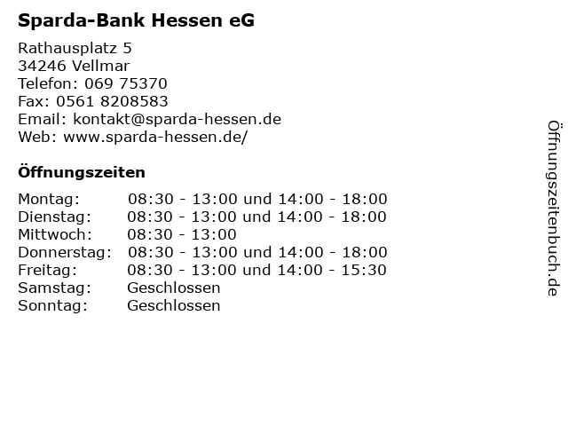 Sparda-Bank Hessen eG in Vellmar: Adresse und Öffnungszeiten