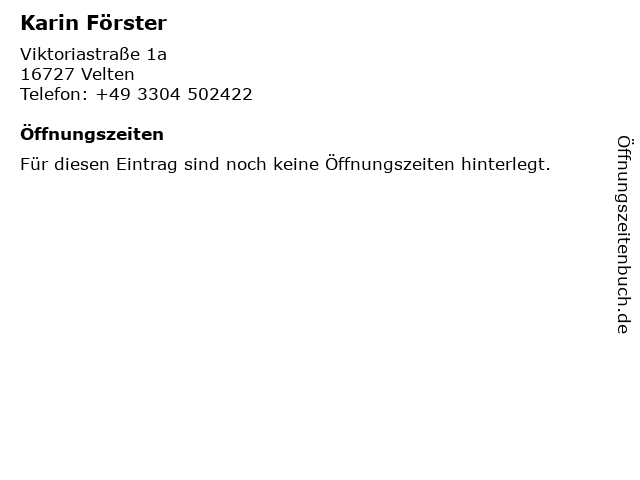 Karin Förster in Velten: Adresse und Öffnungszeiten