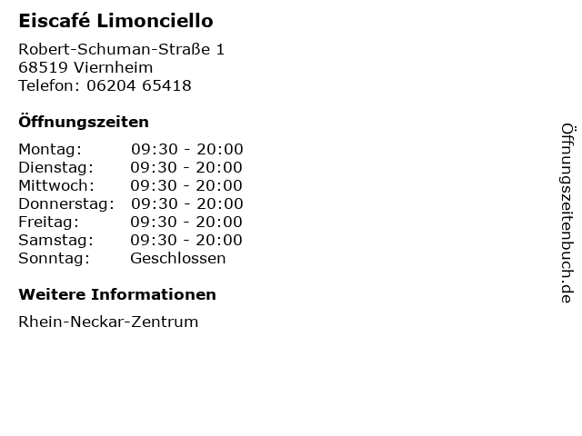Eiscafé Limonciello in Viernheim: Adresse und Öffnungszeiten