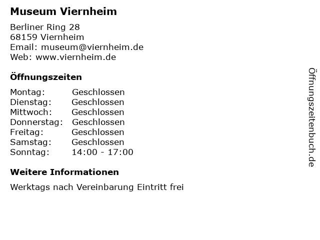 Museum Viernheim in Viernheim: Adresse und Öffnungszeiten