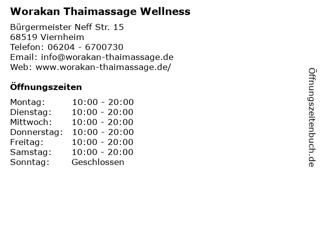 Viernheim thai massage Worakan Thaimassage