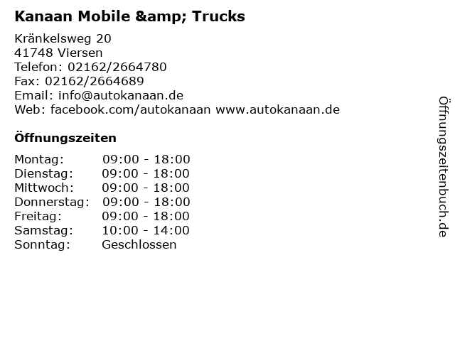Kanaan Mobile & Trucks in Viersen: Adresse und Öffnungszeiten
