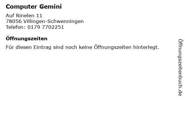 Computer Gemini in Villingen-Schwenningen: Adresse und Öffnungszeiten