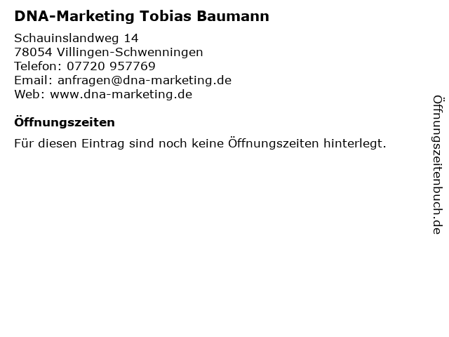 DNA-Marketing Tobias Baumann in Villingen-Schwenningen: Adresse und Öffnungszeiten