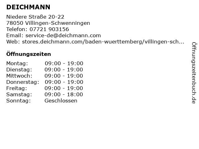 Öffnungszeiten „Deichmann-Schuhe“ | Niedere Straße 20-22 in Villingen-Schwenningen