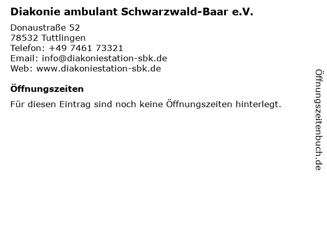 Diakonie ambulant Schwarzwald-Baar e.V. in Villingen-Schwenningen: Adresse und Öffnungszeiten