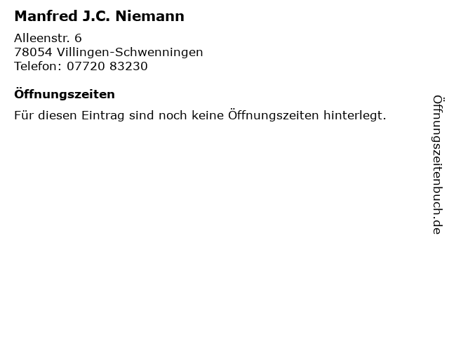 Manfred J.C. Niemann in Villingen-Schwenningen: Adresse und Öffnungszeiten