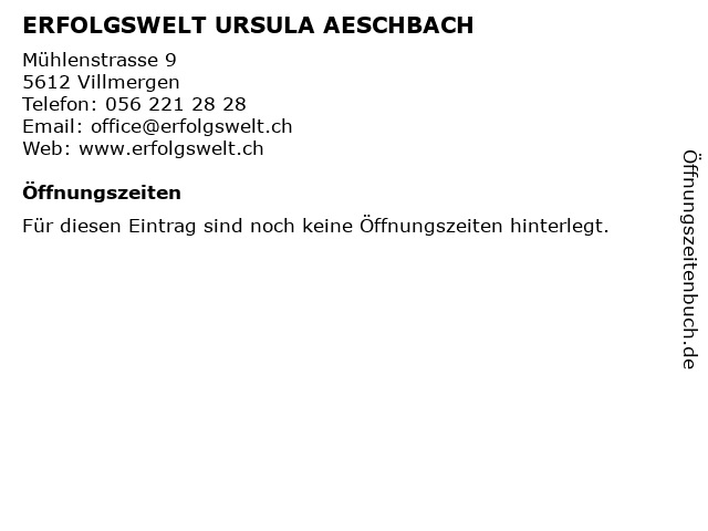 ERFOLGSWELT URSULA AESCHBACH in Villmergen: Adresse und Öffnungszeiten