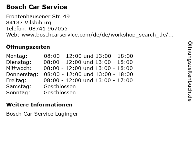 Bosch Car Service in Vilsbiburg: Adresse und Öffnungszeiten