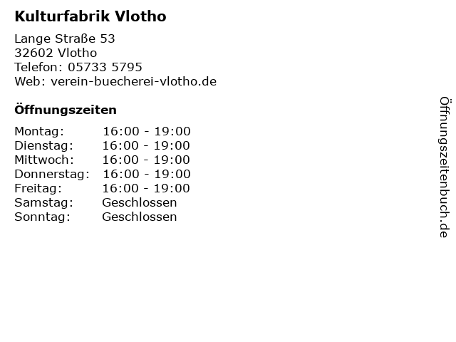 Kulturfabrik Vlotho in Vlotho: Adresse und Öffnungszeiten