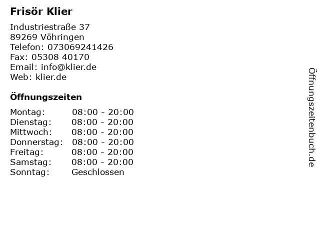 Frisör Klier in Vöhringen: Adresse und Öffnungszeiten