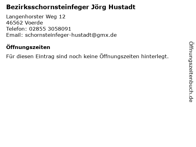 Bezirksschornsteinfeger Jörg Hustadt in Voerde: Adresse und Öffnungszeiten