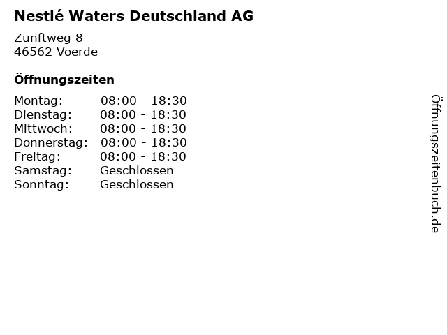 Nestlé Waters Deutschland AG in Voerde: Adresse und Öffnungszeiten