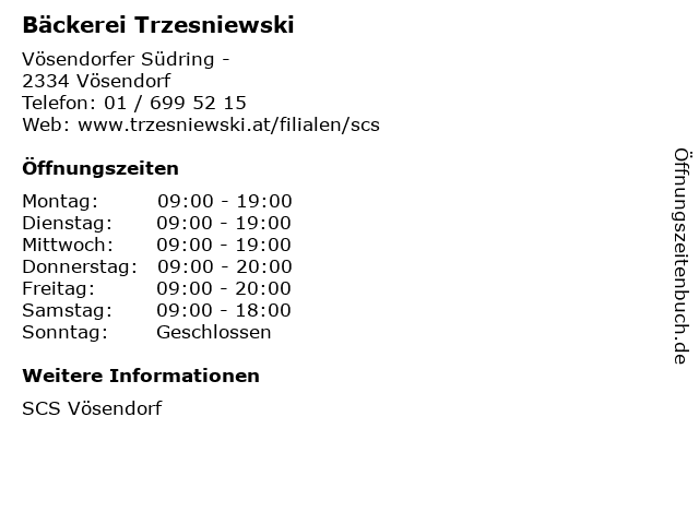 Bäckerei Trzesniewski in Vösendorf: Adresse und Öffnungszeiten
