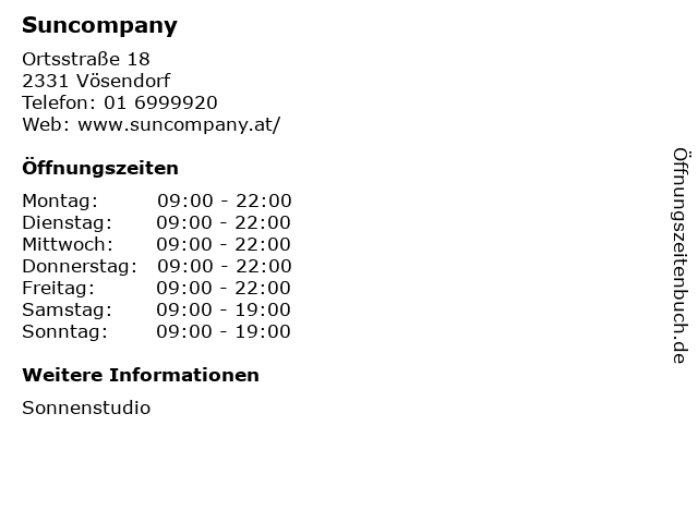 Suncompany in Vösendorf: Adresse und Öffnungszeiten