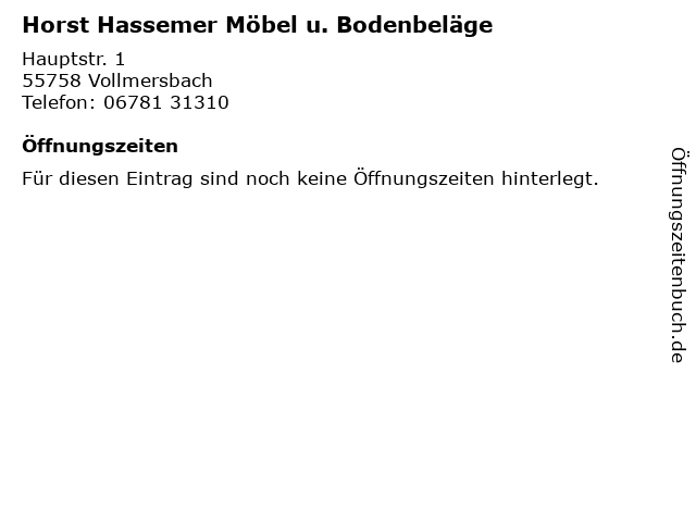 Horst Hassemer Möbel u. Bodenbeläge in Vollmersbach: Adresse und Öffnungszeiten
