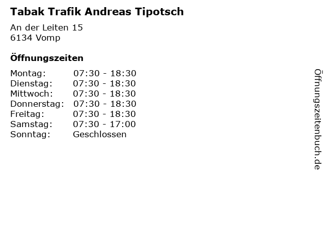 Tabak Trafik Andreas Tipotsch in Vomp: Adresse und Öffnungszeiten