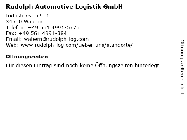 Rudolph Automotive Logistik GmbH in Wabern: Adresse und Öffnungszeiten