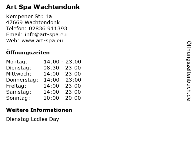 Art Spa Wachtendonk in Wachtendonk: Adresse und Öffnungszeiten