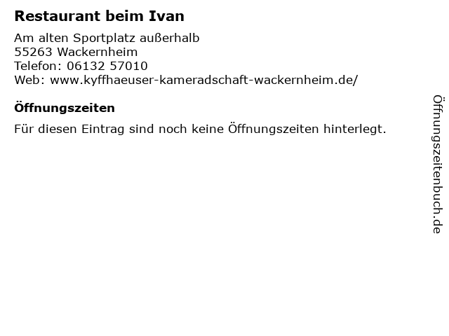 ᐅ Öffnungszeiten „Restaurant beim Ivan“ | Am alten Sportplatz außerhalb ...
