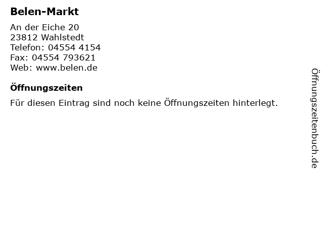 Belen-Markt in Wahlstedt: Adresse und Öffnungszeiten