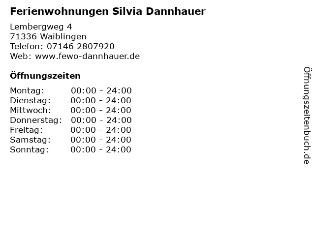 Ferienwohnungen Silvia Dannhauer in Waiblingen: Adresse und Öffnungszeiten