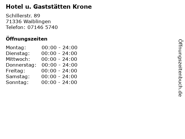 Hotel u. Gaststätten Krone in Waiblingen: Adresse und Öffnungszeiten