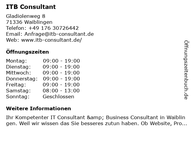 ITB Consultant in Waiblingen: Adresse und Öffnungszeiten