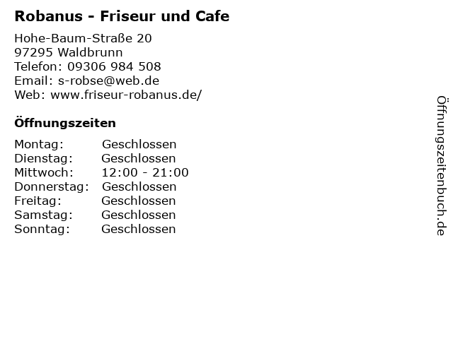 Robanus - Friseur und Cafe in Waldbrunn: Adresse und Öffnungszeiten
