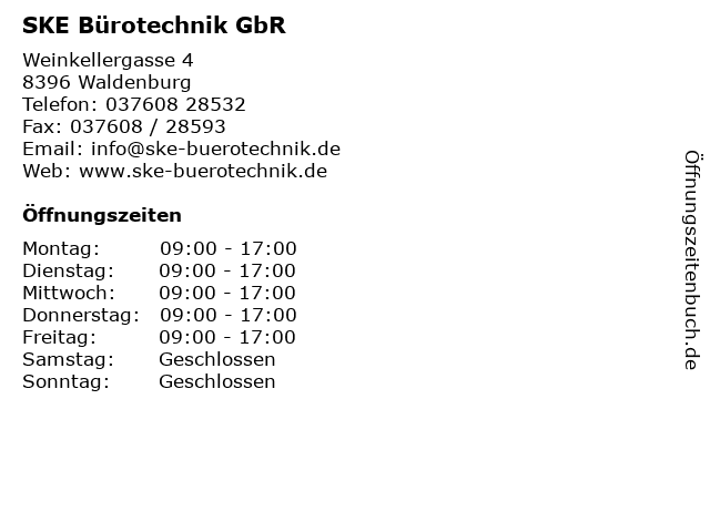 SKE Bürotechnik GbR in Waldenburg: Adresse und Öffnungszeiten
