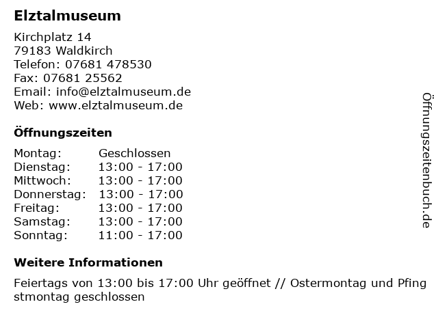 ᐅ Elztalmuseum in Waldkirch Telefonnummer Öffnungszeiten Adresse