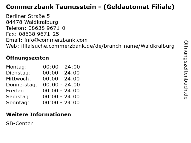 Commerzbank Taunusstein - (Geldautomat Filiale) in Waldkraiburg: Adresse und Öffnungszeiten