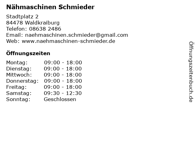 Nähmaschinen Schmieder in Waldkraiburg: Adresse und Öffnungszeiten
