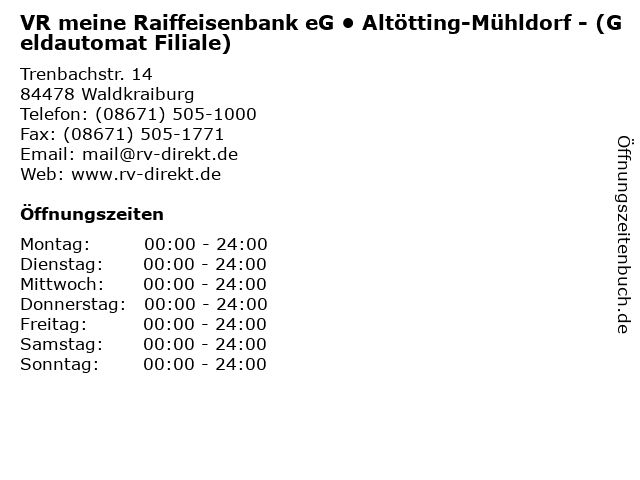ᐅ Offnungszeiten Vr Meine Raiffeisenbank Eg Altotting Muhldorf