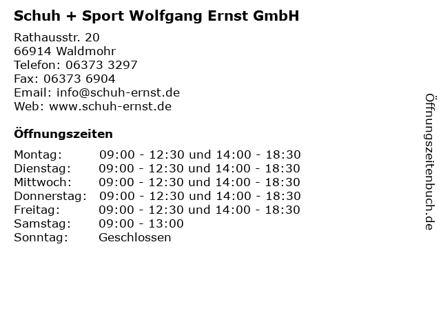 Schuh + Sport Wolfgang Ernst GmbH in Waldmohr: Adresse und Öffnungszeiten