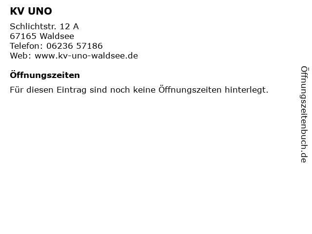 KV UNO in Waldsee: Adresse und Öffnungszeiten