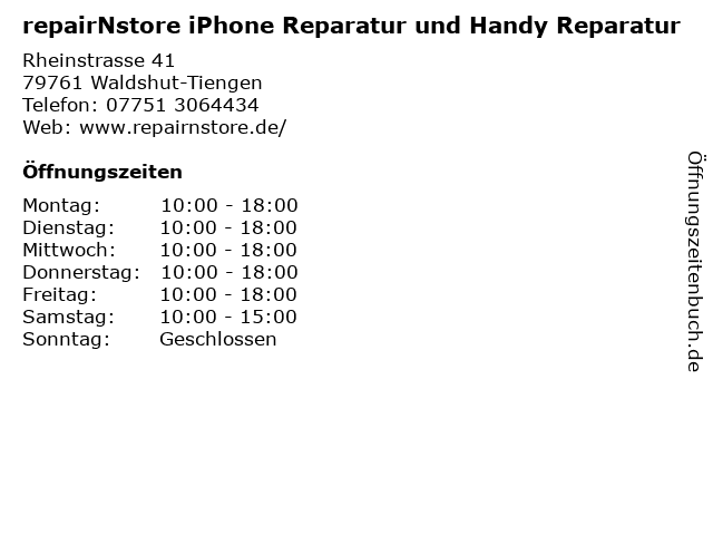 ᐅ Offnungszeiten Repairnstore Iphone Reparatur Und Handy Reparatur Rheinstrasse 41 In Waldshut Tiengen