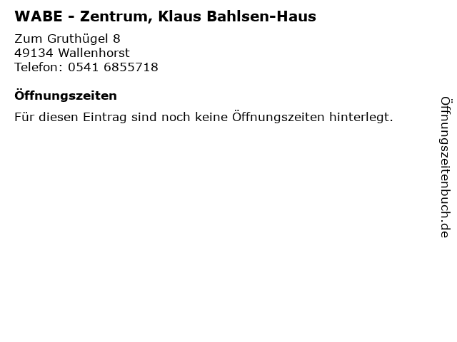ᐅ Offnungszeiten Wabe Zentrum Klaus Bahlsen Haus Zum