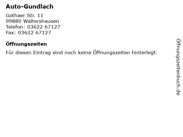 Auto-Gundlach in Waltershausen: Adresse und Öffnungszeiten