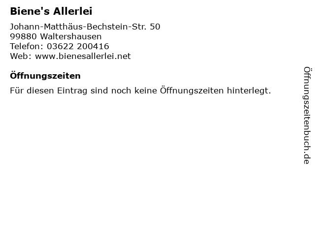 Biene's Allerlei in Waltershausen: Adresse und Öffnungszeiten