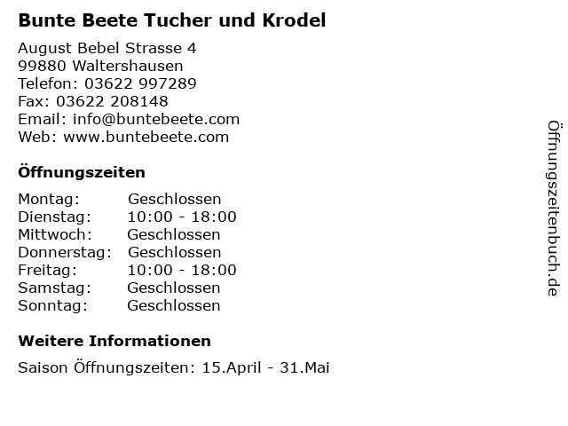 Bunte Beete Tucher und Krodel in Waltershausen: Adresse und Öffnungszeiten