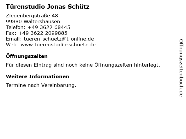 Jonas Schütz in Waltershausen: Adresse und Öffnungszeiten