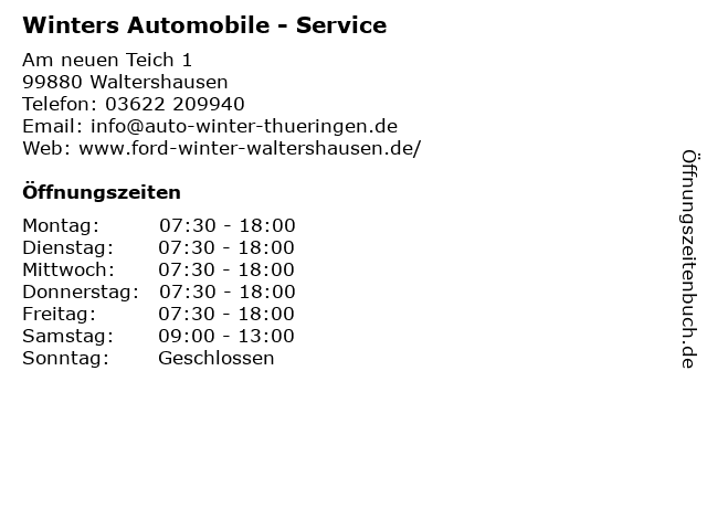 Winters Automobile - Service in Waltershausen: Adresse und Öffnungszeiten