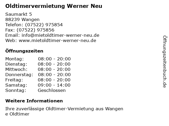 Oldtimervermietung Werner Neu In 88239 Wangen